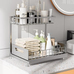 Under Sink Organizer Storage 2-Tier Premium Metal Pull-Out Racks, Height Adjustable, Easy Installation | Kitchen & Bathroom Organizers Pack of 1