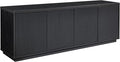 Henn&Hart Fluted TV Stand for TVs up to 75" with 2 Concealed Ribbed Storage Cabinets and Adjustable Shelves for Living Room, Family Room, or Office, Natural Black
