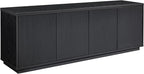 Henn&Hart Fluted TV Stand for TVs up to 75" with 2 Concealed Ribbed Storage Cabinets and Adjustable Shelves for Living Room, Family Room, or Office, Natural Black
