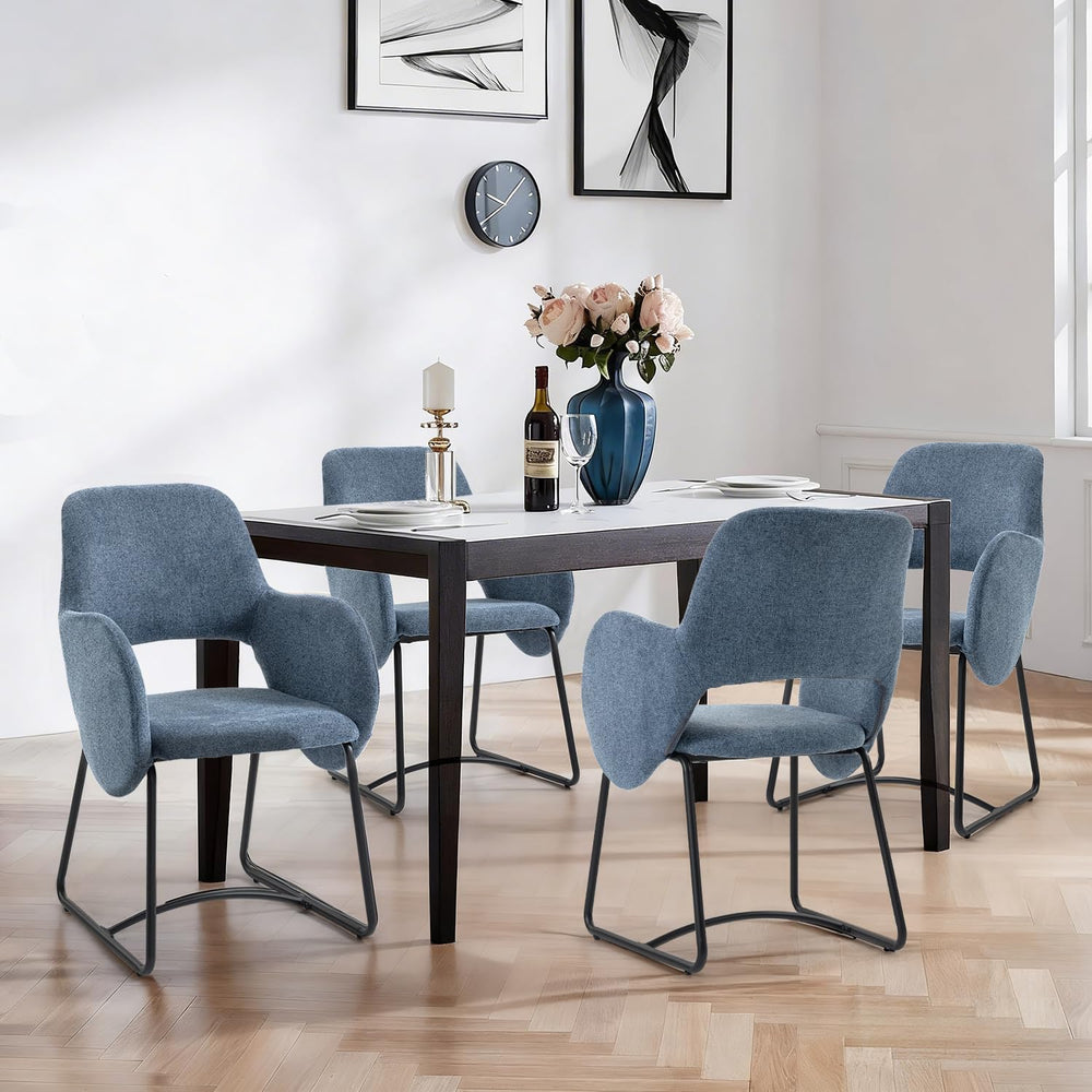 Mid-Century Modern Dining Chair, Upholstered Single Chair with Armrests, 350 ...