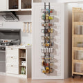 10-Tier Over The Door Organizer with Baskets - Heavy Duty Spice Rack Metal Hanging Shelf for Pantry & Kitchen | Adjustable Spice Rack, Space-Saving Hanging Storage for Bathroom, Laundry, Black