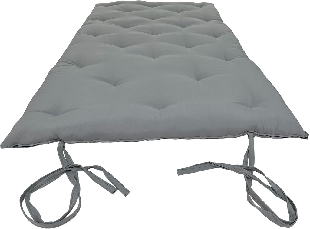 D&D Futon Furniture Gray Full Size Traditional Japanese Floor Rolling Mattress Tatami Topper Mat Sleepover Guest Bed, Foldable Cotton Cushion Pad Yoga Meditation