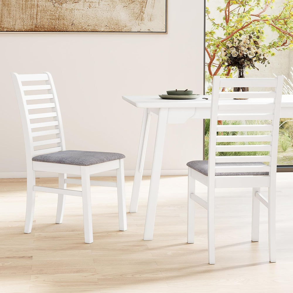 GOFLAME Wooden Dining Chairs Set of 4, Fabric Upholstered Kitchen Chairs with...