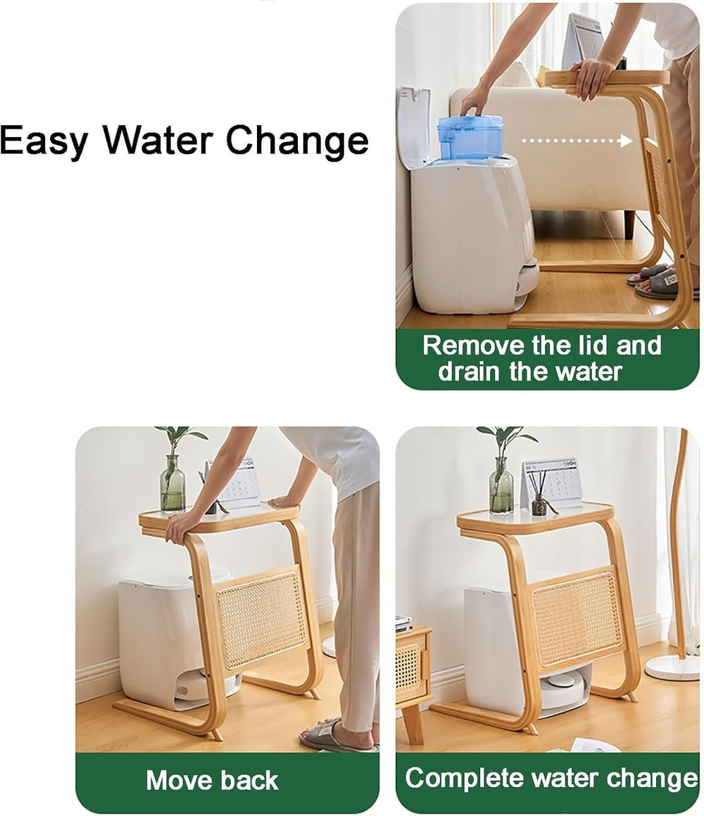Side Table with Glass Top Over The Robot Storage Shelf C-Shaped End Table Swe...