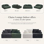 80" Boneless Chaise Lounge Chair Indoor, Double Chaise Lounge Chairs Indoor,Boneless Loveseat Chairs with Comfort Corduroy, No Assembly Required/40D Memory Foam/Living Room/Bedroom (Green)