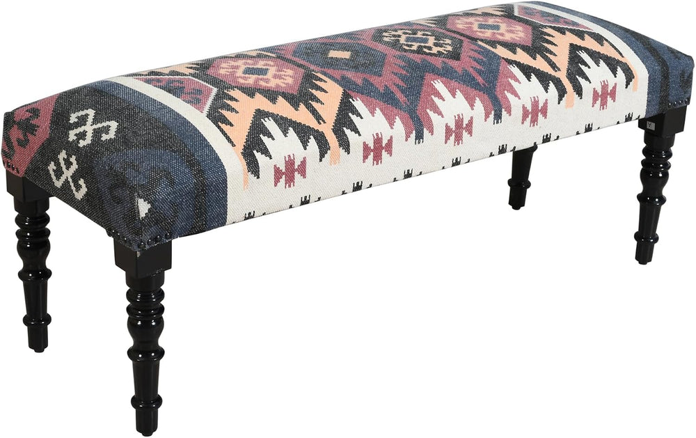 LR Home Upholstered Bench for Bedroom End of Bed |Southwestern Vintage Ottoma...