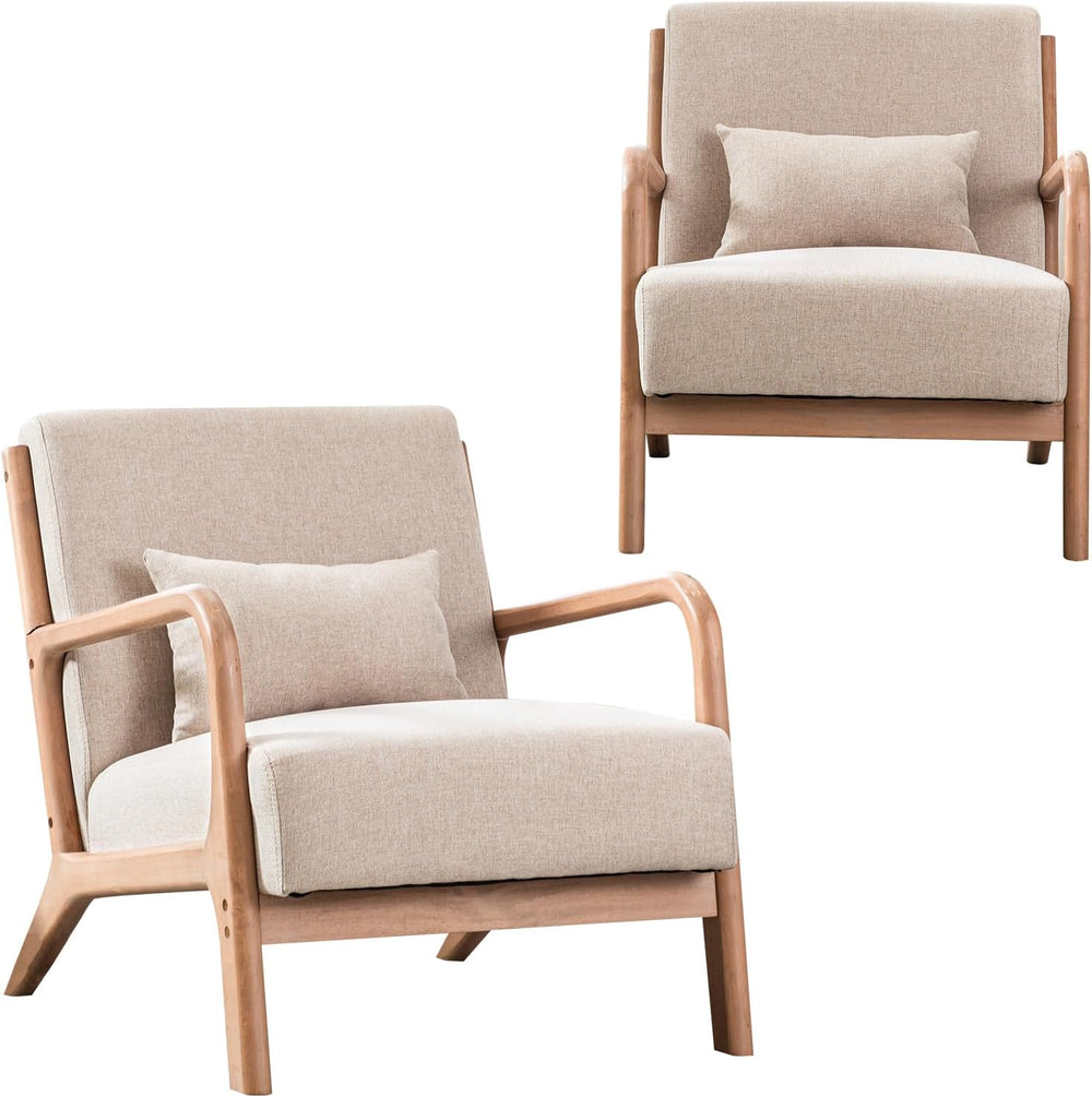 INZOY Mid-Century Modern Accent Chair Set of 2, Upholstered Living Room Chair...
