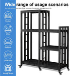 6-Tier Kitchen Bakers Rack, Multifunctional Storage Shelf, Mini Fridge & Microwave Oven Stand Table, Coffee Bar, Adjustable Kitchen Shelves Freestadning (Charcoal Black Wood Grain Print with wheels)