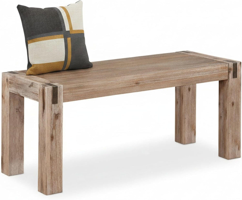 Alaterre Furniture Woodstock 40-Inch Entryway Bench with Bronze Metal Inset |...