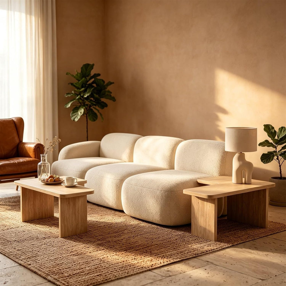 Modern 2Pcs Modular Table Set, Square Nesting Living Room Decor | Premium MDF...