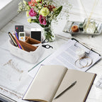 Desk Organizer, Marble Remote Holder for Table, Modern Office Controller Pen Phone Holder Organizer, Stylish Caddy and Storage Accessories for Bedside Nightstand Desktop Coffee Table