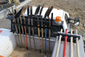 LockJaw Heavy Duty Steel 4 Hole Shovel Holder for Truck Beds - 4 Slot Garden Tool Storage for Long-Handled Tools - Commercial Grade Truck Accessories for Trailers and Garages (One Clamp & Bracket)