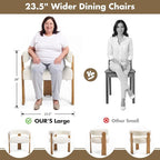 Set of 2 Modern Boho Barrel Dining Chairs with Wood Legs, White Upholstered Accent Armchairs with Thick Padded Cushion for Kitchen, Minimalist Natural Chic Chairs for Living Room
