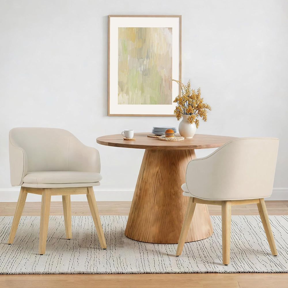 KISLOT Wooden Dining Chairs Set of 2, Faux Leather Upholstered Modern Dining ...