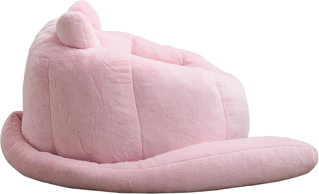 YISHENG Faux Fur Bean Bag Chairs, Cat Design，Large Bean Bag Couch for Adults,Stuffed Single Sofa Chair Comfy Giant Bean Bag Chair with Spacious Design for Playing or Bedroom,Reading Pink