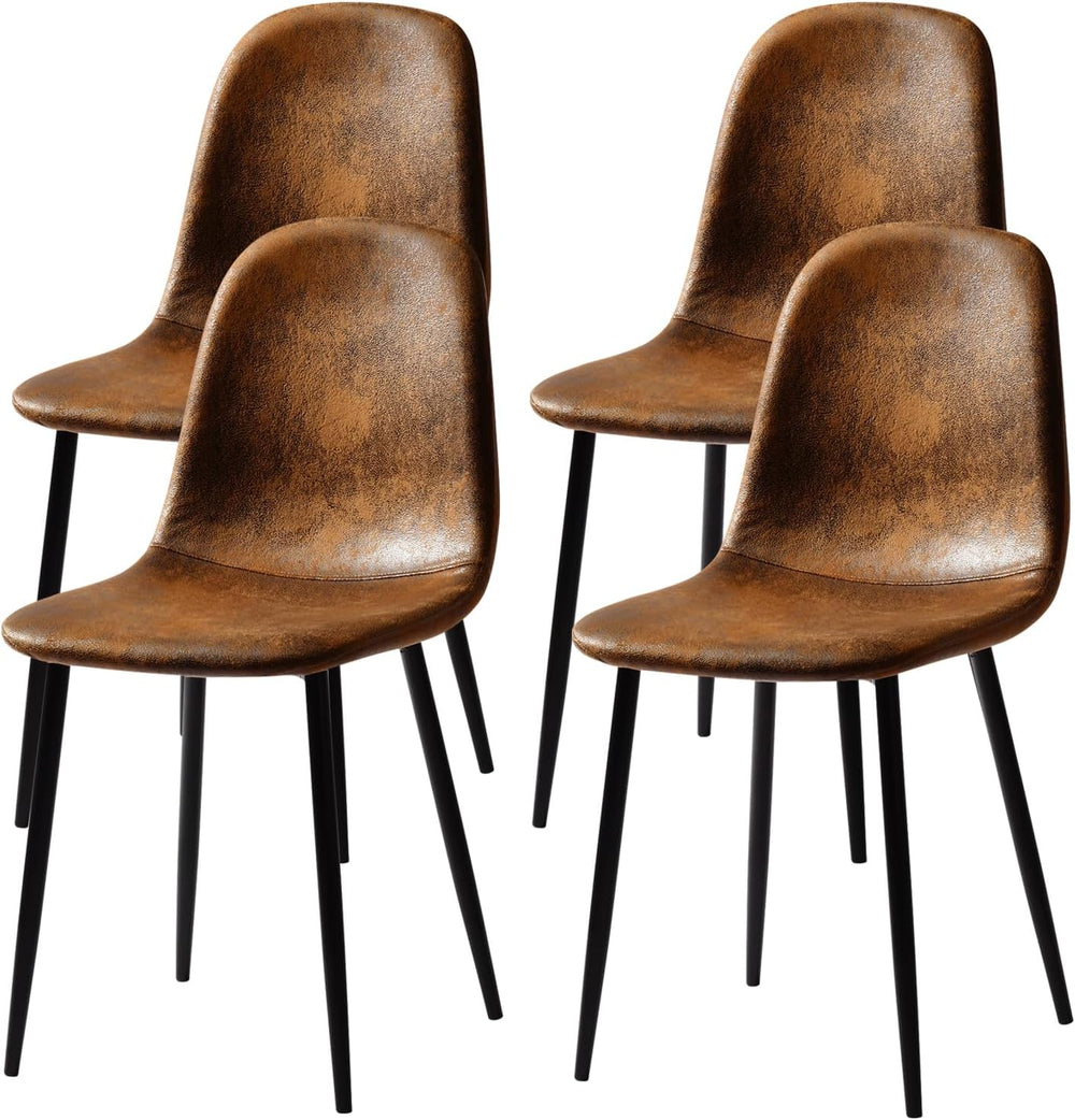 FurnitureR Mid-Century Modern Suede Dining Chairs Set of 4 with Metal Legs, U...