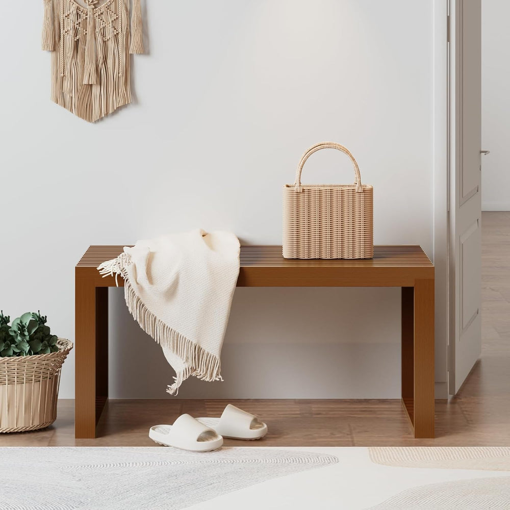APRTAT Bamboo Dining Bench Indoor Long Entryway Shoe Rack Bench,Outdoor Moder...