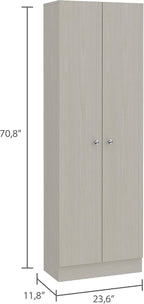 Modern Kitchen Pantry, Beige Storage Cabinet with 5 Shelves & Double Door, Easy to Maintain, for Dining Room