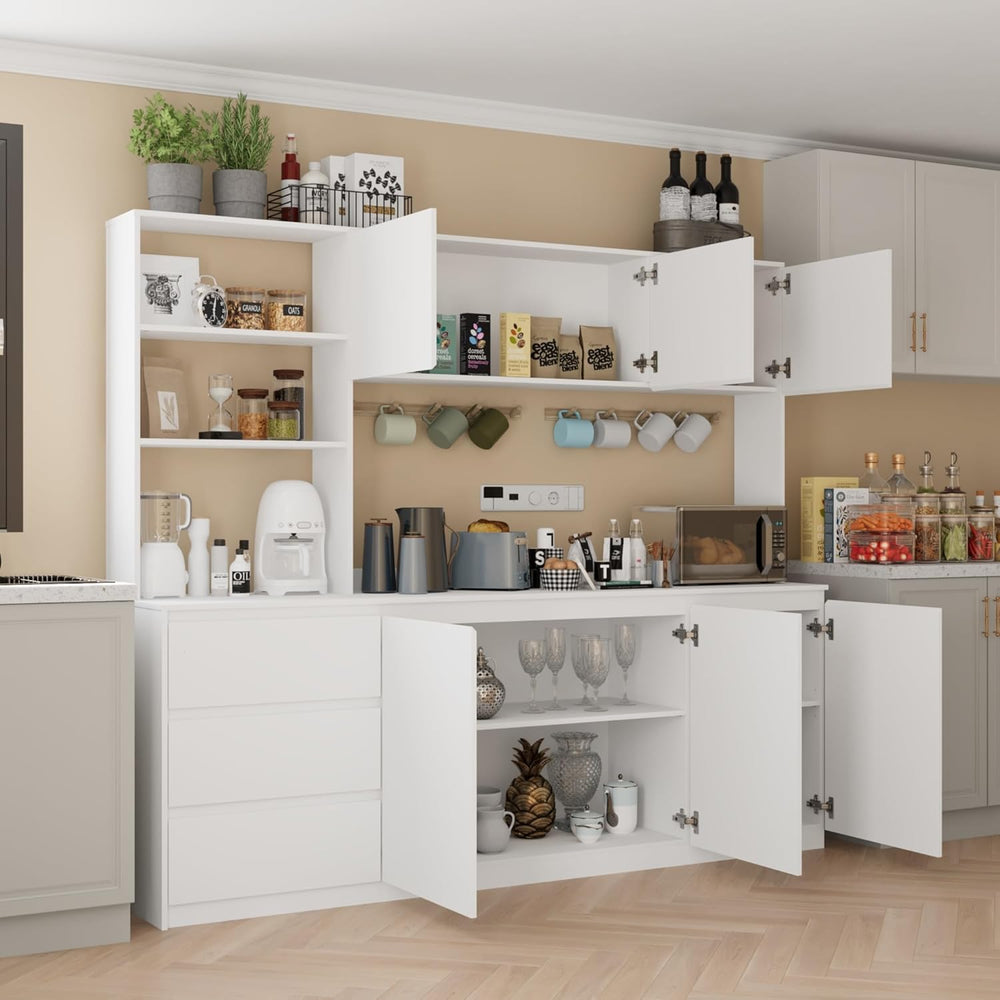Mekminop Extra Large Kitchen Pantry with Microwave Shelf, Kitchen Hutch Stora...