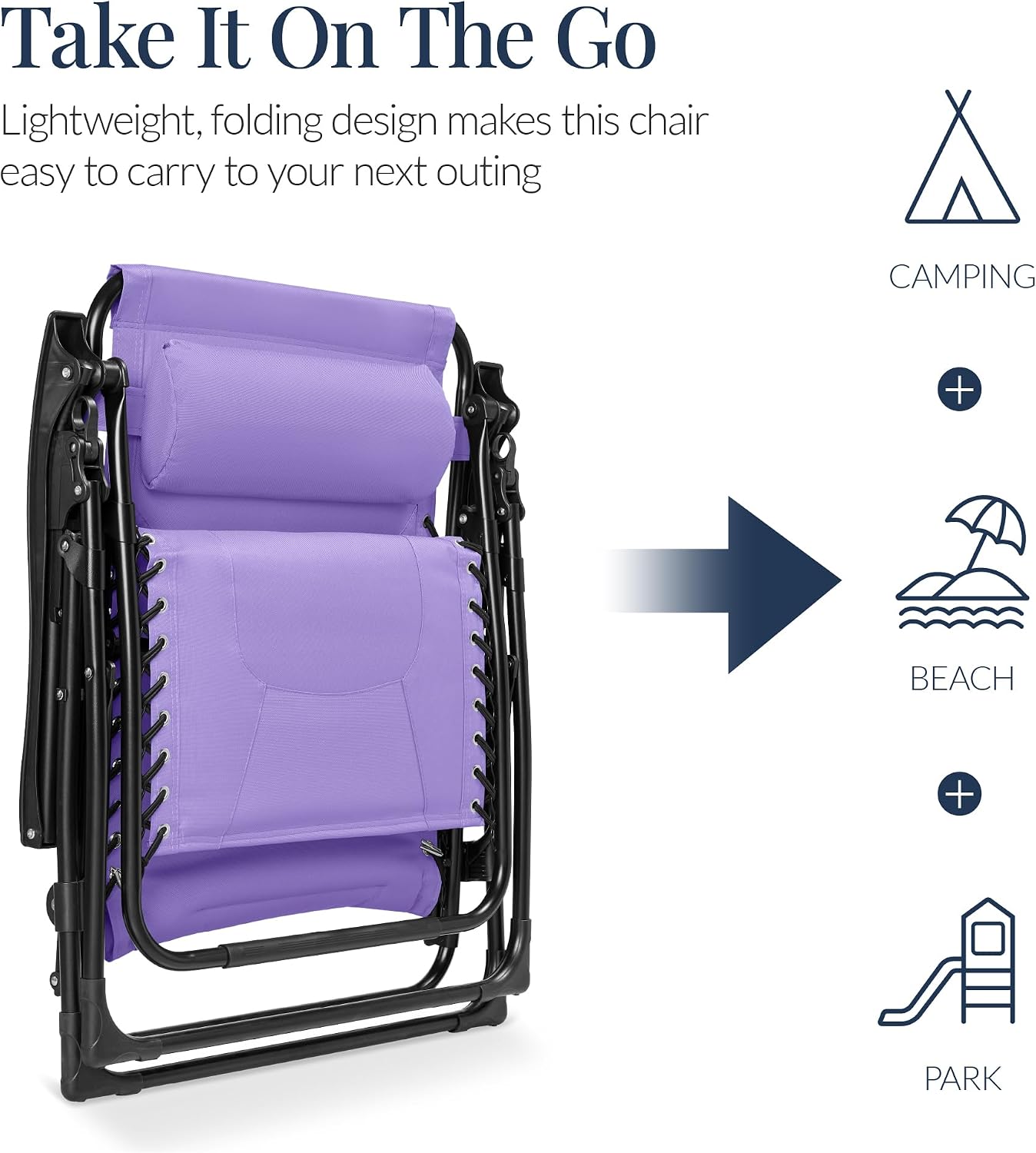 Best Choice Products Oversized Padded Zero Gravity Chair, Folding Outdoor Patio Recliner, XL Anti Gravity Lounger for Backyard w/Headrest, Cup Holder, Side Tray, Polyester Mesh - Violet