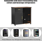 GDLF Coffee Bar Cabinet with Fridge Space, Mini Fridge Stand,Black | Compact Refrigerator Stand, Large Drawer & Cabinet, Black Finish with Warm Brown Top for Kitchen, Office, Dorm & Snack Bar