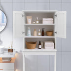 Over The Toilet Storage Cabinet, Behind Toilet Bathroom Organizer with Adjustable Shelves, Wooden Above Toilet Storage Shelf, Space Saver for Restroom, Bathroom, Laundry