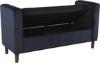 Homepop Home Decor | Upholstered Modern Storage Ottoman Bench with Pillows | Ottoman Bench with Storage for Living Room & Bedroom | Decorative Home Furniture (Dark Navy) Large