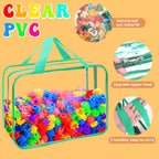 8 Packs 8 Colors Toy Storage Bags, Reusable Clear PVC Board Game Storage, Toy Storage Organizer Bags with Zipper for Building Blocks, Puzzle and Handmade Accessories, Clear Toiletry Bag