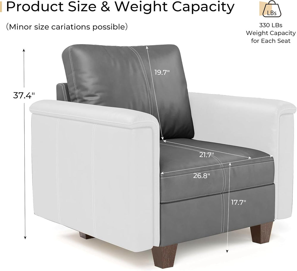 SITJOY Faux Leather Modular Sectional Sofa with Storage, Mid Century Modern S...