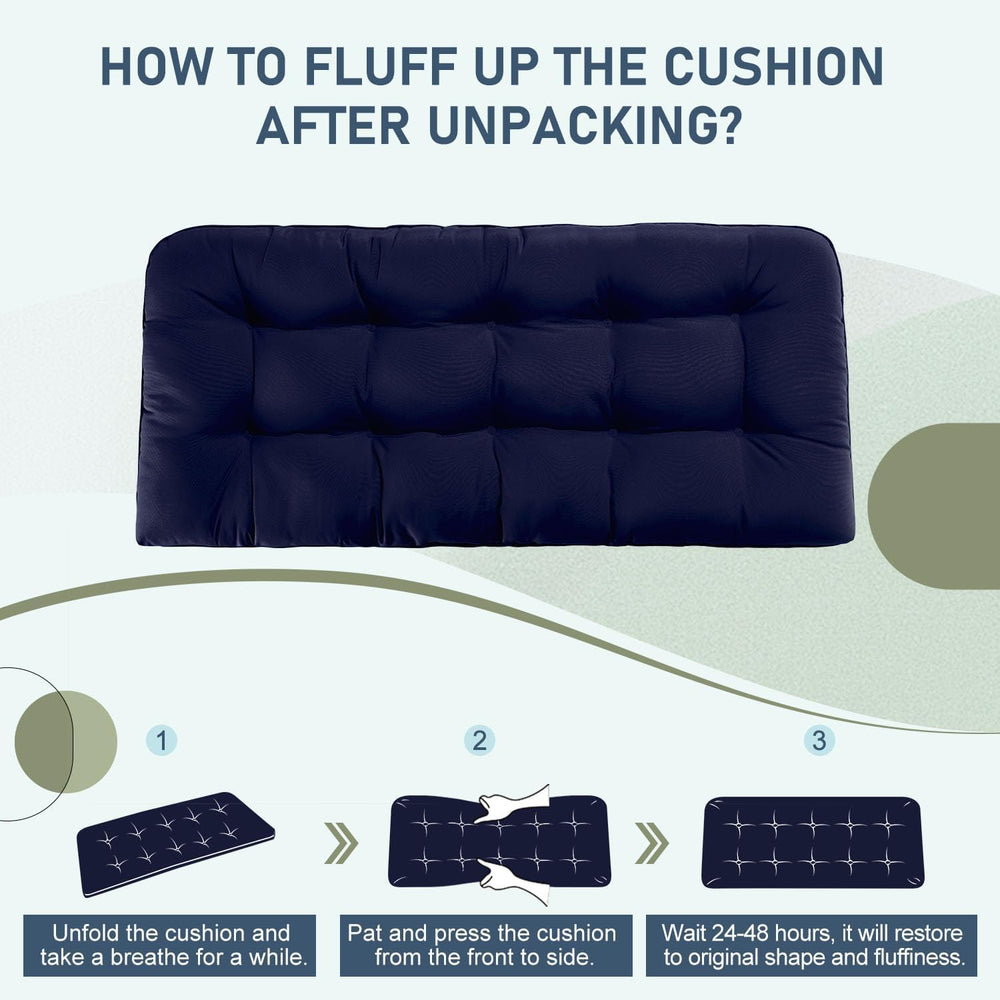 downluxe Outdoor Bench Cushion for Patio Furniture, Water Resistant Tufted Ov...