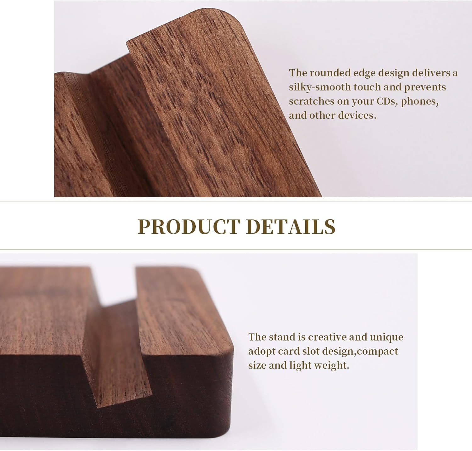 Wooden CD Display Rack, DVD Holder & Phone Stand, Solid Wood Display for CD/DVD/Phone/Picture - 2 pcs (Brown)