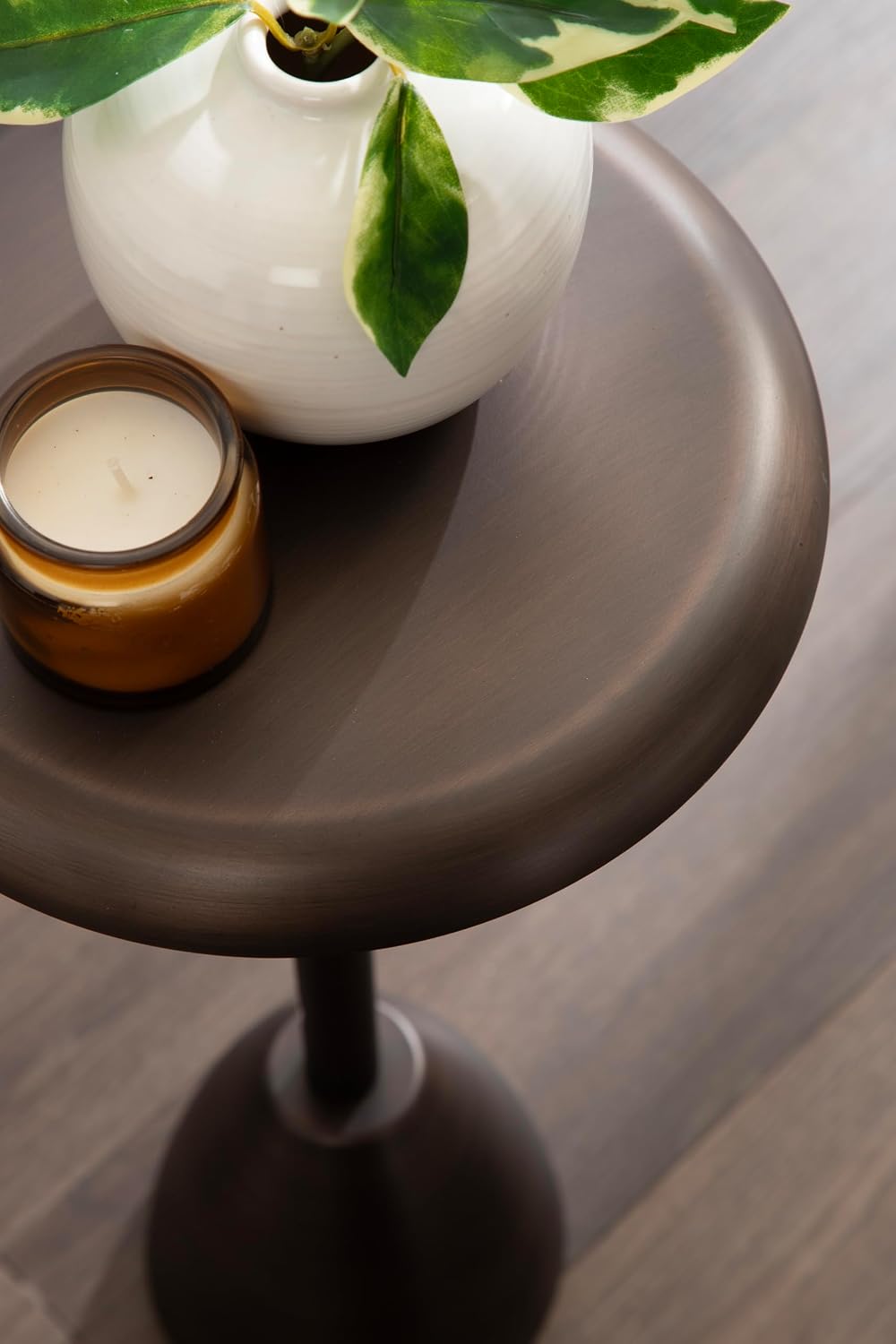 Kate and Laurel Morizet Modern Round Drink Table, 10 x 10 x 22, Bronze, Trans...