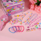 PinkSheep Unicorn Kids Jewelry for Girls: Toddler Princess Dress Up Unicorn Toy Set, Ring Necklace Bracelace Earing Clip for Little Girls, for Kids Toddler Jewelry Age 3-8