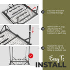 Our Modern Space 34" Square Foldable Table with Built in Handle & Steel Legs | Heavy Duty Portable | Perfect for Party, Dining, Wedding, Events, Picnic Indoor, Outdoor, Camping, Utility, Temporary