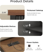 Otterease 39" Fluted Coffee Bar with Fridge Space & Power Outlet, Black | Mini Fridge Cabinet, Mini Fridge Compatible, Wine Bar Cabinet with Power Outlet, Adjustable Shelf, Buffet Sideboard, Home Bar