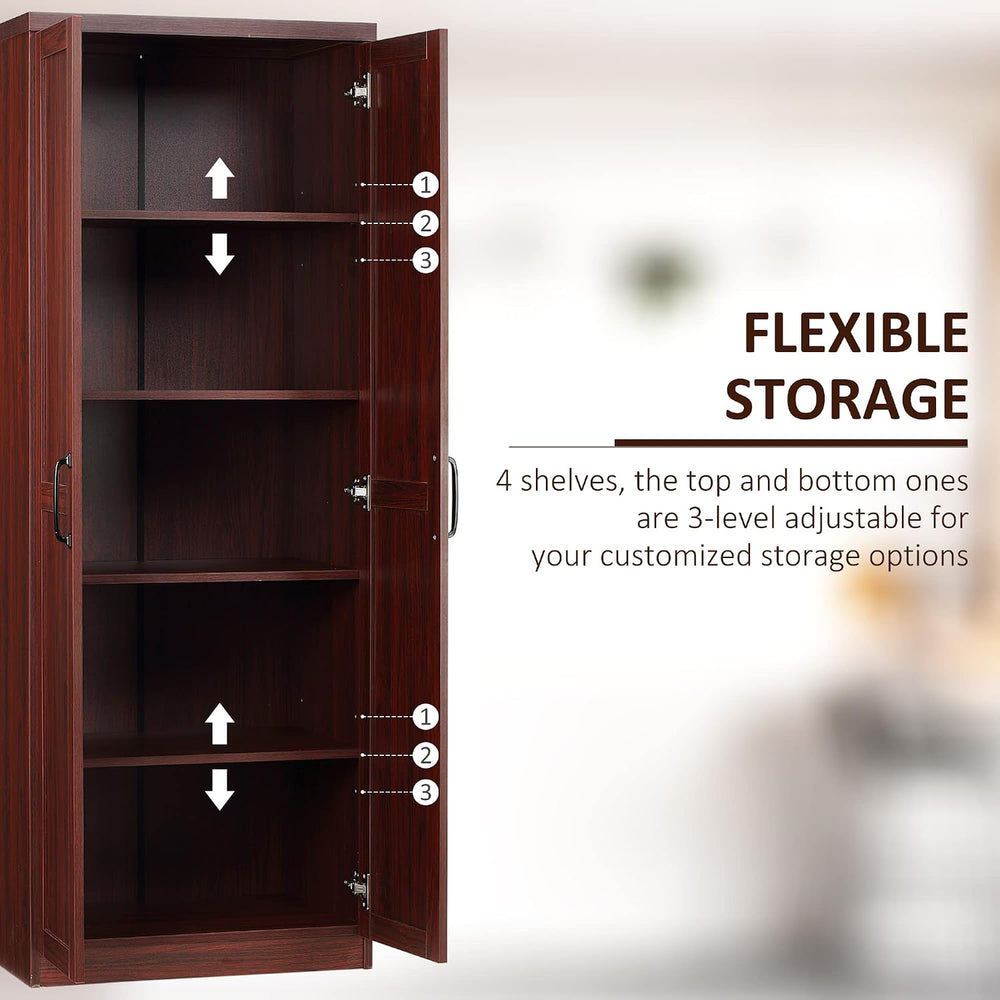 HOMCOM 63" 2-Door Kitchen Pantry 5-Tier Espresso | Freestanding Storage ...