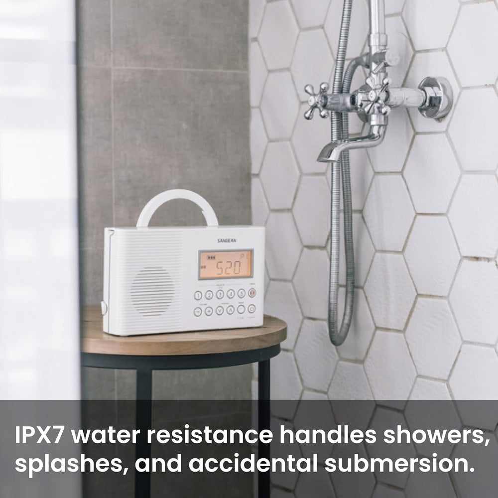 Sangean H201 Waterproof AM/FM Shower Radio with NOAA Weather Alert