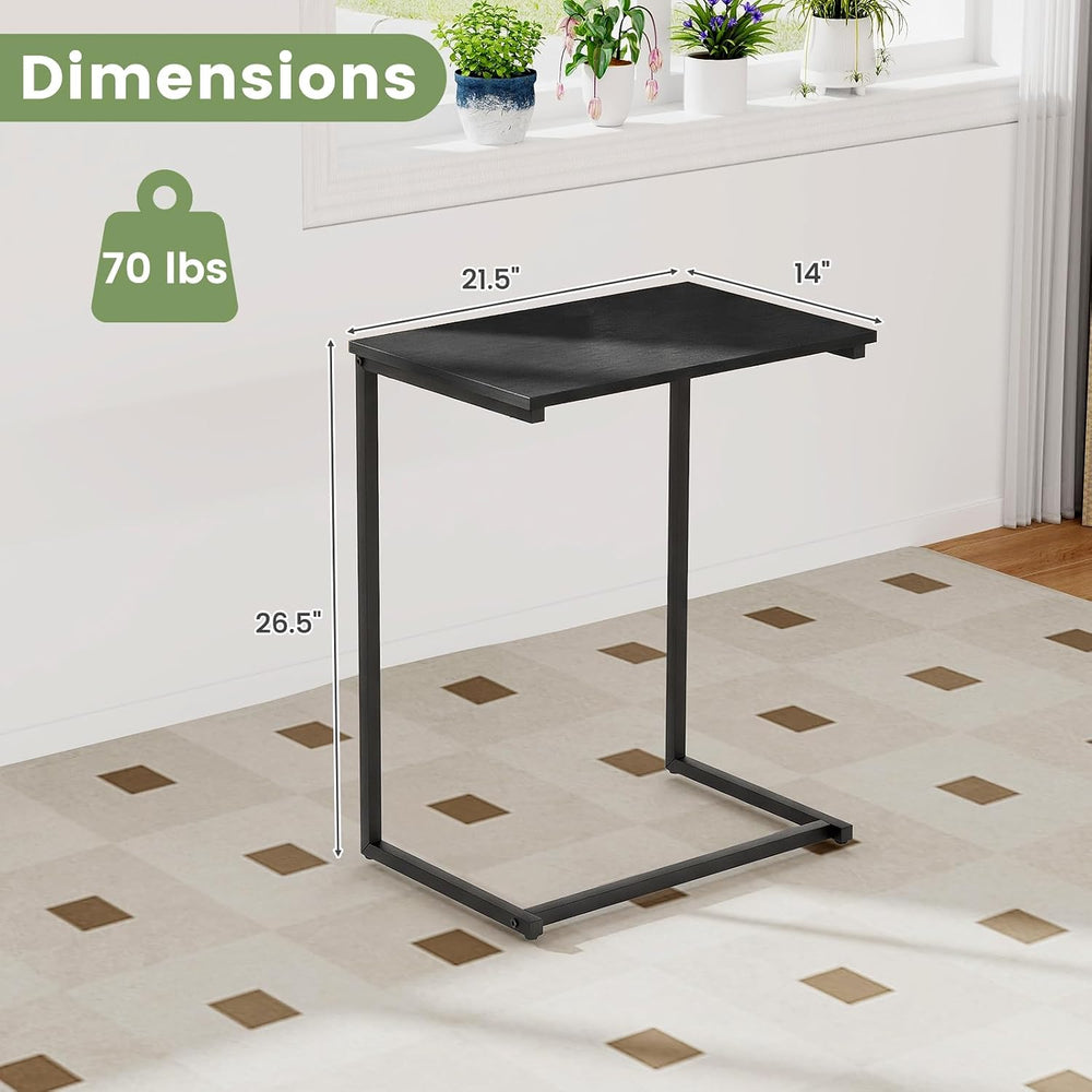 Tangkula C-Shaped End Table, Vintage Accent Couch Table with Heavy-Duty Metal...
