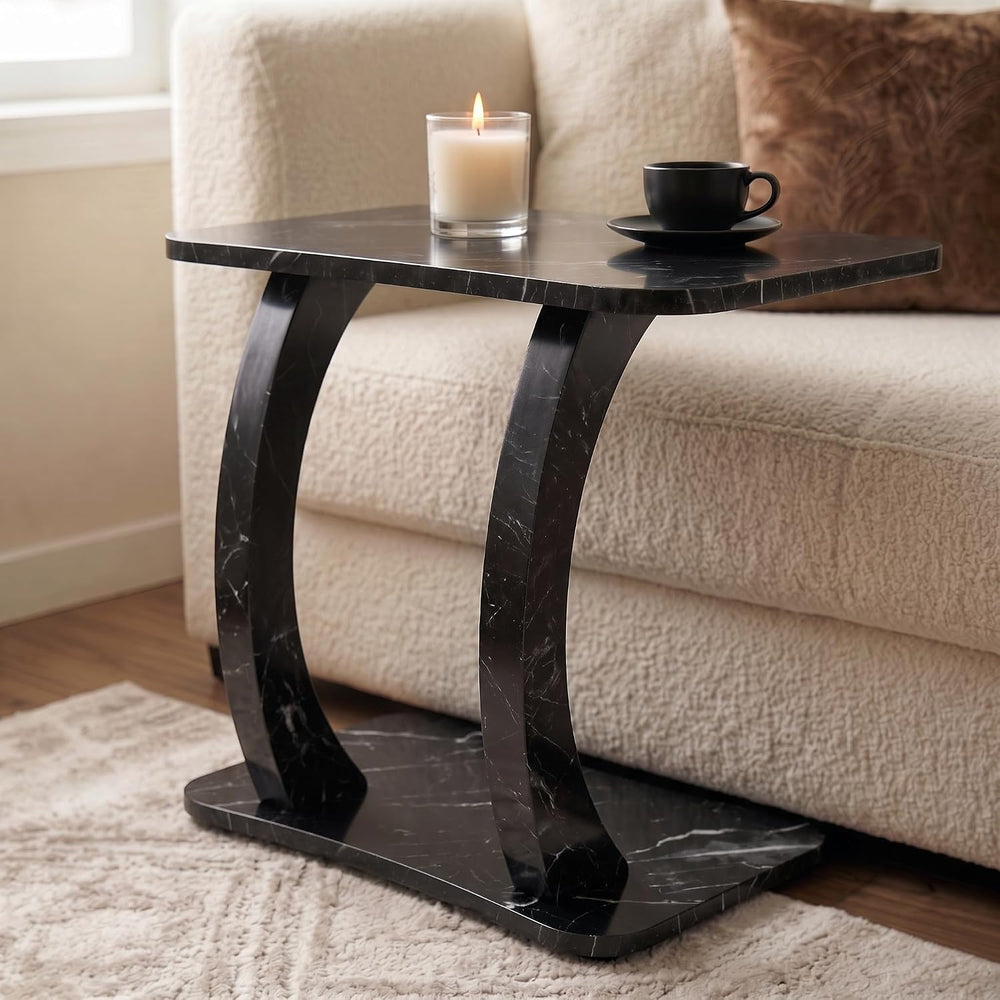 Modern C-Shaped Side Table, Curved End Table for Couch, Sofa & Bed,