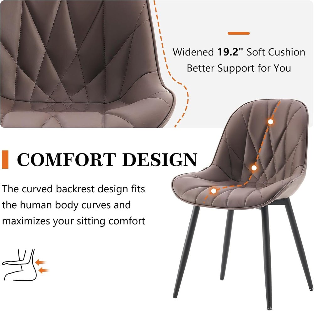 Rowill Modern Dining Chairs Set of 2 - Upholstered Faux Leather Kitchen Chair...