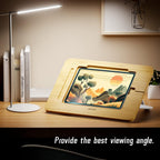 Bamboo Tablet Drawing Stand - Portable & Adjustable 5 Angles,Laptop Stands Riser, Book Reading Stand,Compatible with 9.7/10.2/10.5/10.9/11 inches