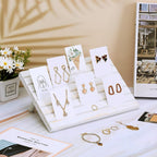 Blulu 31 Pack Wooden Earring Display Stand 7 Slots jewelry Display Holder with Earring Card for Selling Vendors Retail Show
