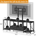GYIIYUO LED TV Stand with Mount and Power Outlet & Fabric Drawers for 32-85 Inches TV - Entertainment Center and Industrial TV Console Table for Living Room, Bedroom- 47.5" Black