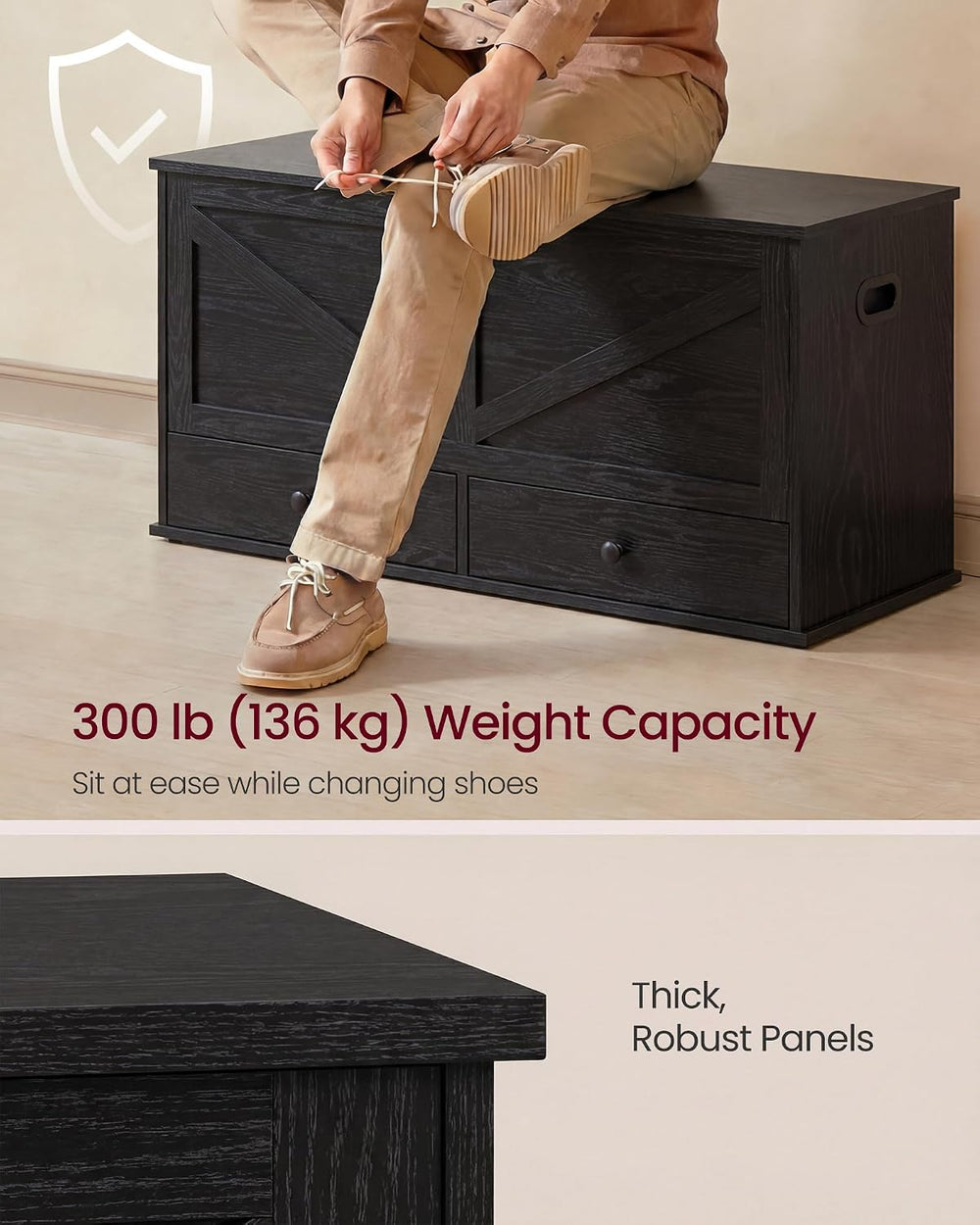 VASAGLE Storage Chest with 2 Fabric Drawers, 15.7 x 39.4 x 19.9 Inches | Stor...