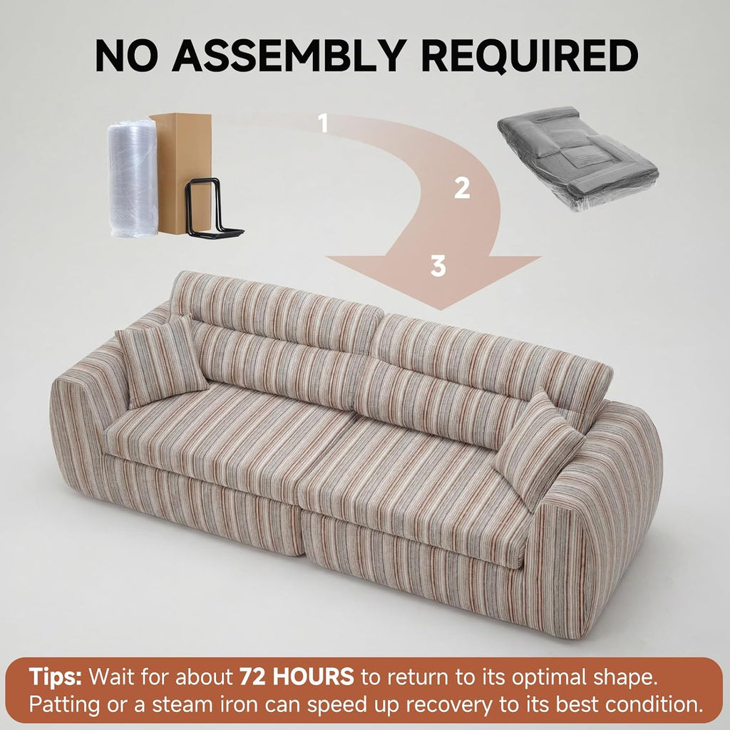 111" Chenille Woven Convertible Sofa Bed Boneless Couch High Backrest | No Assembly Couch in a Box, Modular Sectional Sleeper Sofa for Living Room,Bedroom,Office,King Size Compressed Sofa