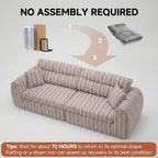 111" Chenille Woven Convertible Sofa Bed Boneless Couch High Backrest | No Assembly Couch in a Box, Modular Sectional Sleeper Sofa for Living Room,Bedroom,Office,King Size Compressed Sofa