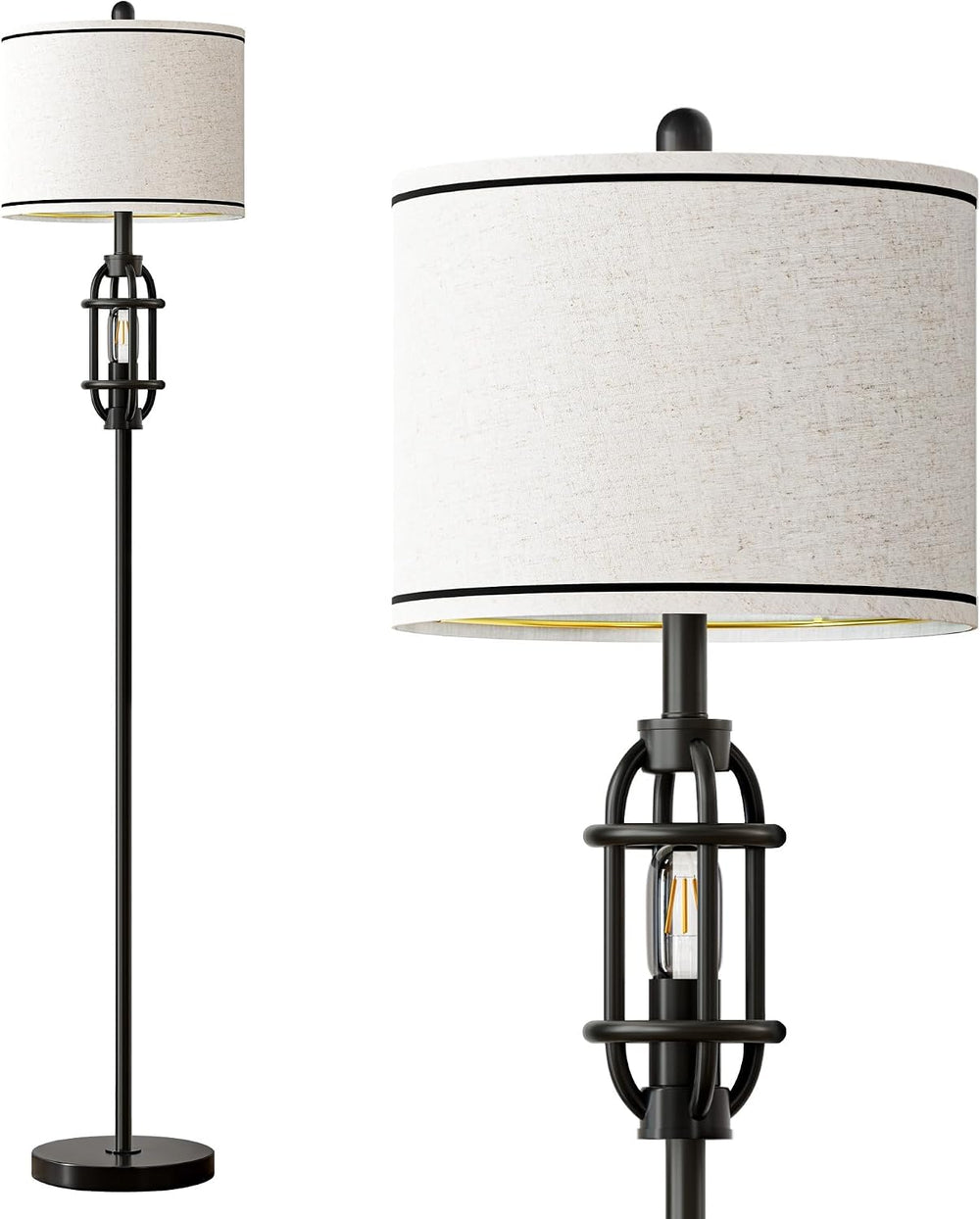 62.5" Floor Lamp for Living Room Industrial Black Standing Tall Lamp