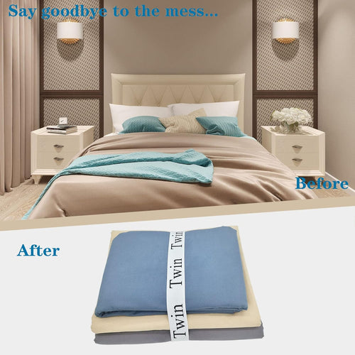 4 Pieces Bed Sheet Organizer Bands, Sheet Organizers and Storage Label Bands, Sheet Label for Bedding, Sheets Organizer for Closet,Sheet Keepers Linen Labels Bedding Bands (4Pcs Twin)