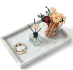 Marble Bathroom Tray,Pure Natural Marble Vanity Tray,Marble Tray for Kitchen Counter Non-Ceramic/Non-Resin,Stone Tray 12 x 8 inch (White)