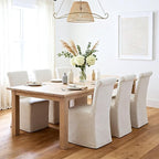 chairus Slipcovered Parsons Dining Chairs Set of 6, Upholstered Dining Room Chairs with Removable Linen Cover & High Back, Modern Farmhouse Wooden Side Kitchen Chairs, Beige